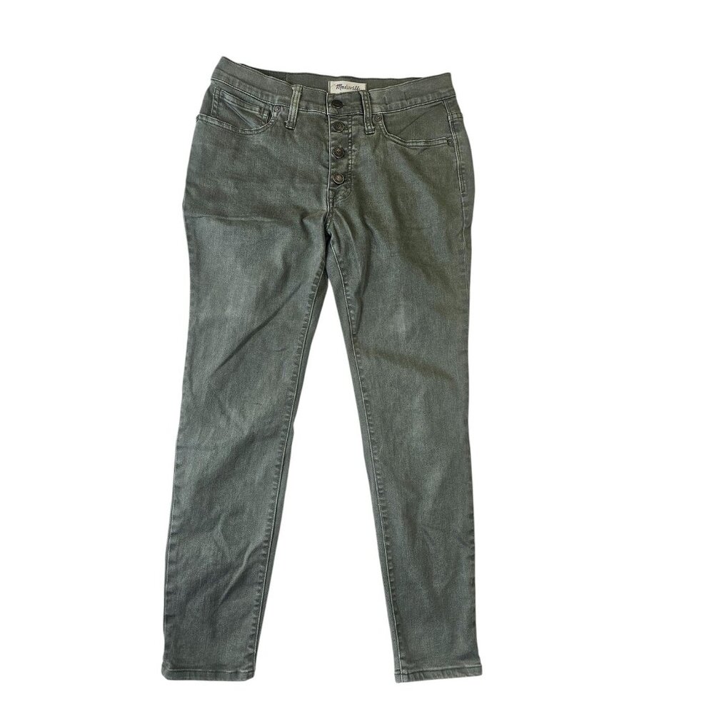 Madewell 9" High-Rise Skinny Jeans 28P Green Button Fly